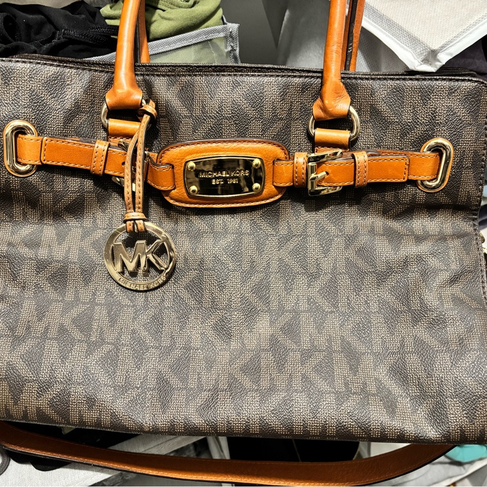 Michael Kors Brown and Tan Signature Tote Bag